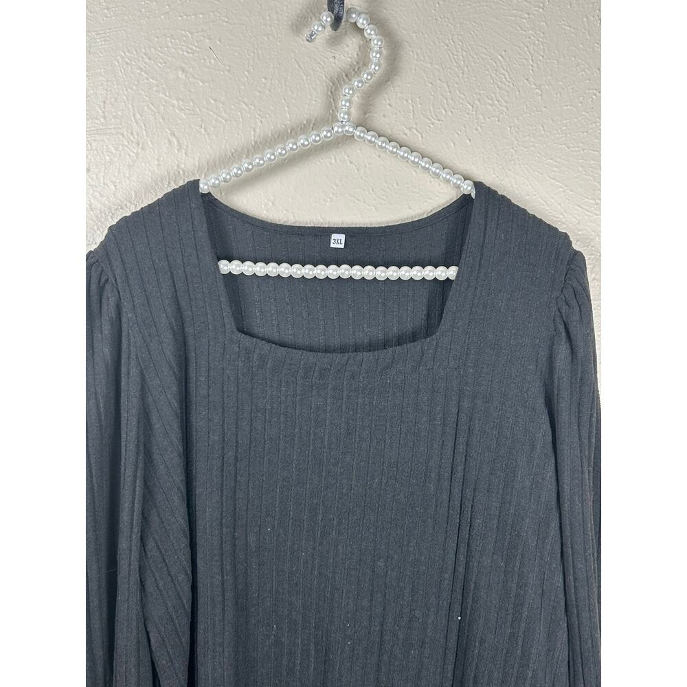 Classic Basic Black Long Sleeve Shirt Women's Size 3XL Whimsy Ribbed Capsule Top - Picture 2 of 9